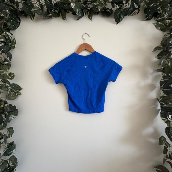 Lululemon Athletic Swiftly Tech Cropped Short Sleeve 2.0 Cerulean Blue Size 4 - Picture 2 of 6